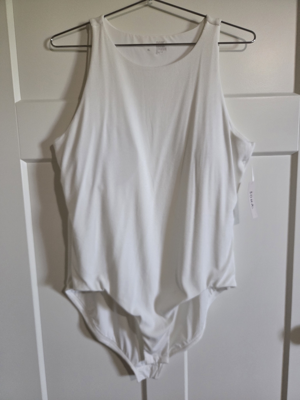 Soma White Ribbed Sleeveless Bodysuit